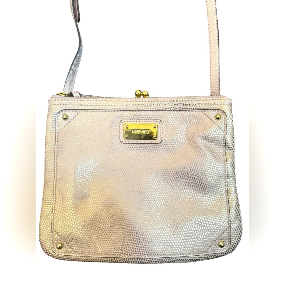 The Nine West Metallic Pink Crossbody Bag.